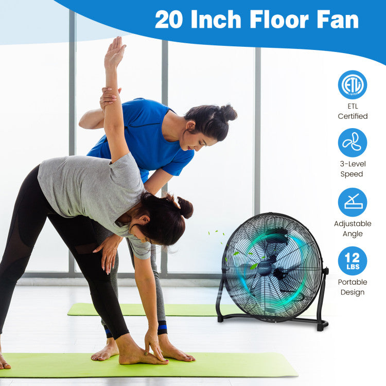 3-Speed High Velocity Floor Fan with Adjustable Tilt Angle and Handle - 5