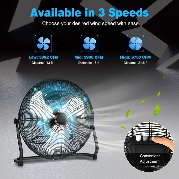 3-Speed High Velocity Floor Fan with Adjustable Tilt Angle and Handle - 6