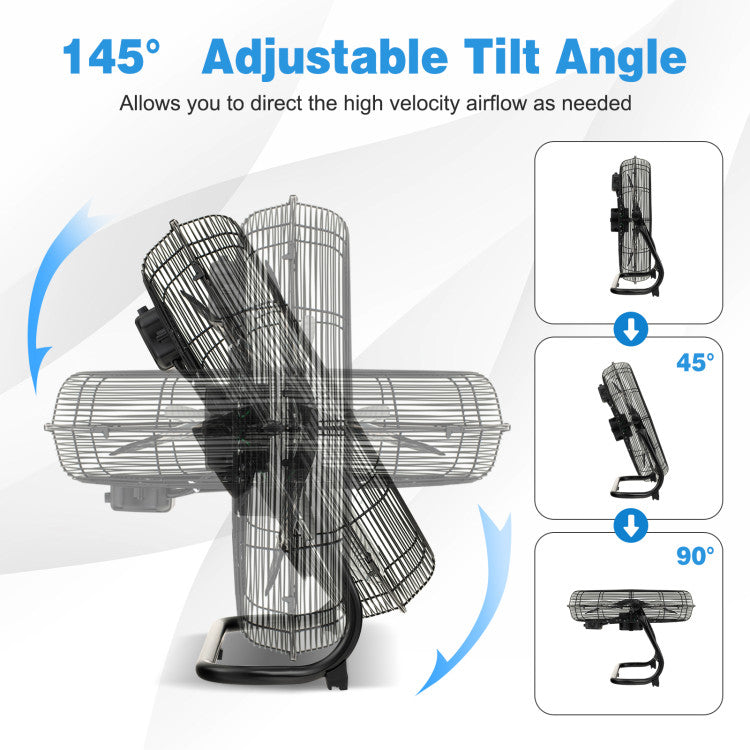 3-Speed High Velocity Floor Fan with Adjustable Tilt Angle and Handle - 7