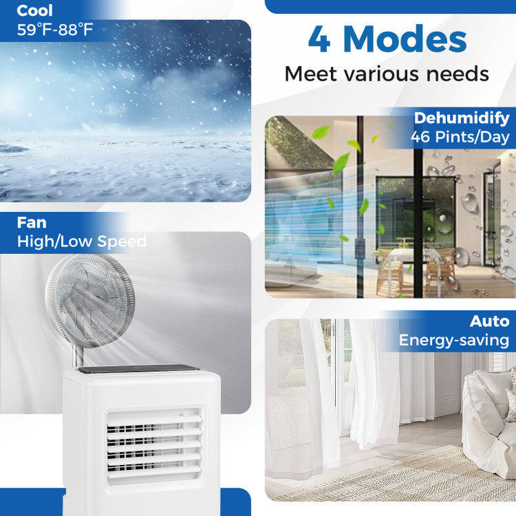3-in-1 8000 BTU Portable Air Conditioner with Remote Control - 12