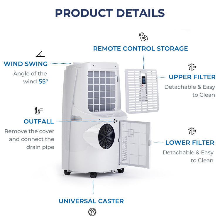 12000 BTU(Ashrae) 3-in-1 Portable Air Conditioner with Remote Control - 4