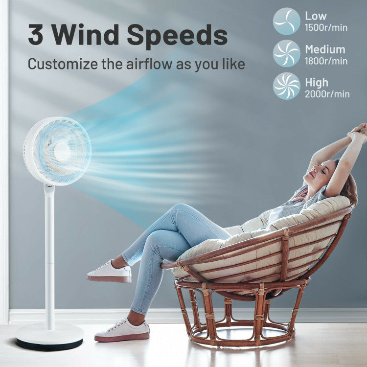 9 Inch Portable Oscillating Pedestal Floor Fan with Adjustable Heights and Speeds - 5