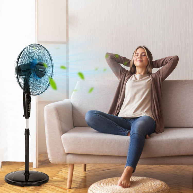 16 Inches Adjustable Height Fan with Quiet Oscillating Stand for Home and Office - 10