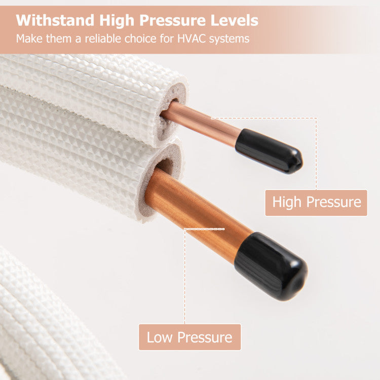 50 Feet Mini Split Line Set with 1/4 Inch and 1/2 Inch O.D. Copper Pipes Tubing - 5