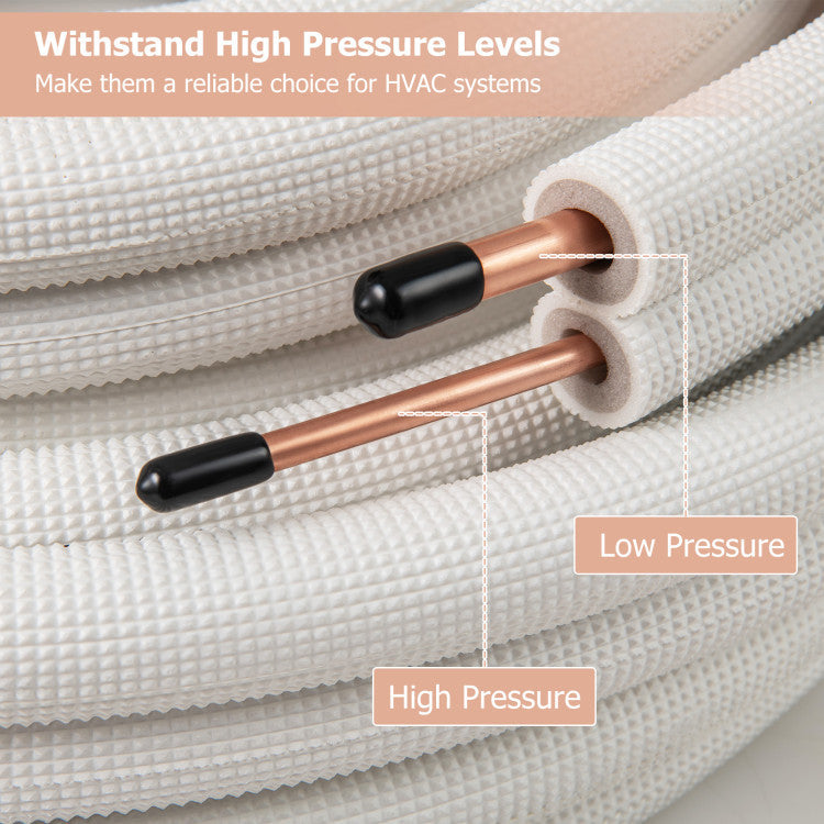 50 Feet Mini Split Line Set with 1/4 Inch and 3/8 Inch O.D. Copper Pipes Tubing - 4