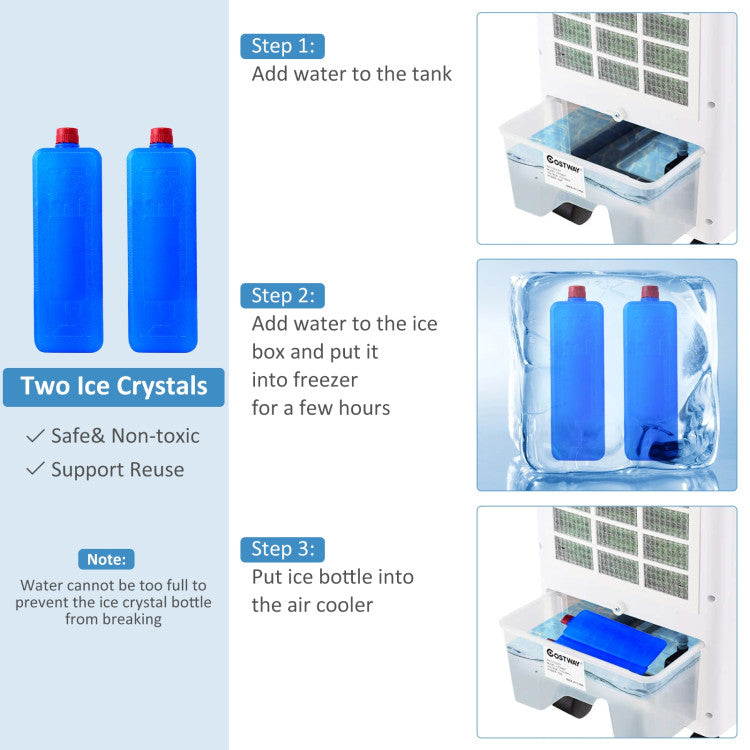 Portable Evaporative Air Cooler with 3 Wind Modes and Timer for Home Office - 7