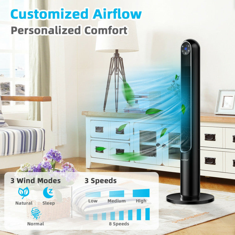 42 Inch 80 Degree Tower Fan with Smart Display Panel and Remote Control - 6