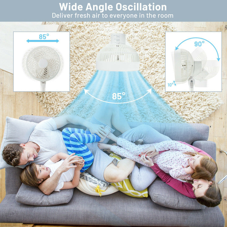9 Inch Portable Oscillating Pedestal Floor Fan with Adjustable Heights and Speeds - 6