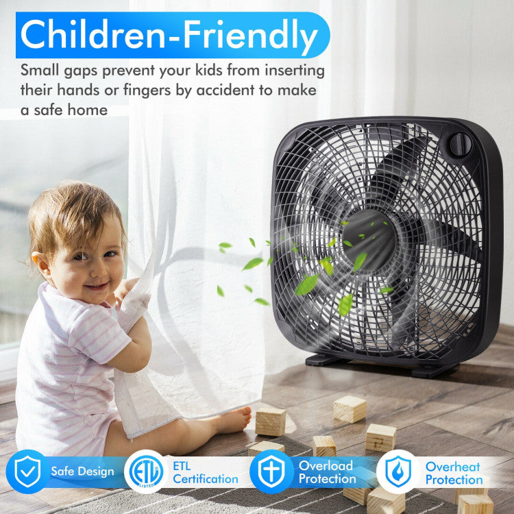 20 Inch Box Portable Floor Fan with 3 Speed Settings and Knob Control - 5