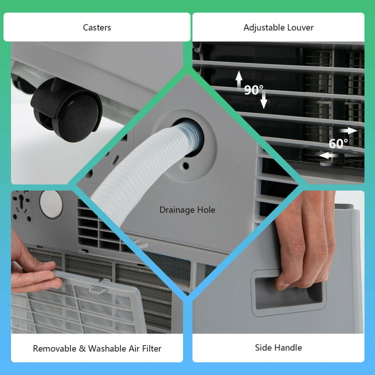 8000 BTU(Ashrae) 3-in-1 Portable Air Conditioner with Remote Control - 5