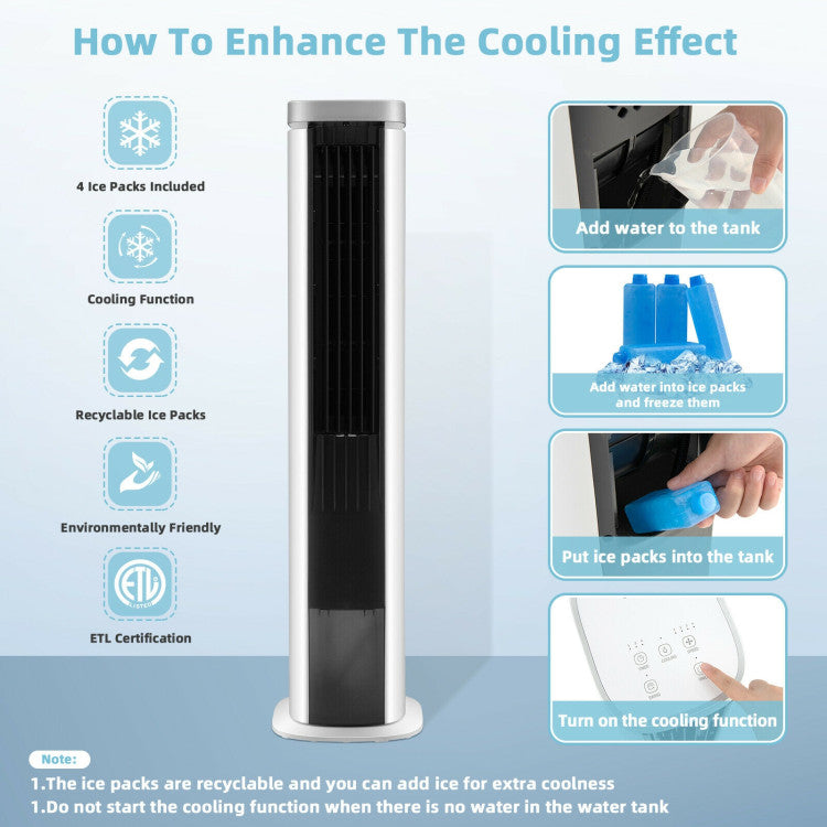 3-In-1 Portable Evaporative Air Cooler with Timer - 8