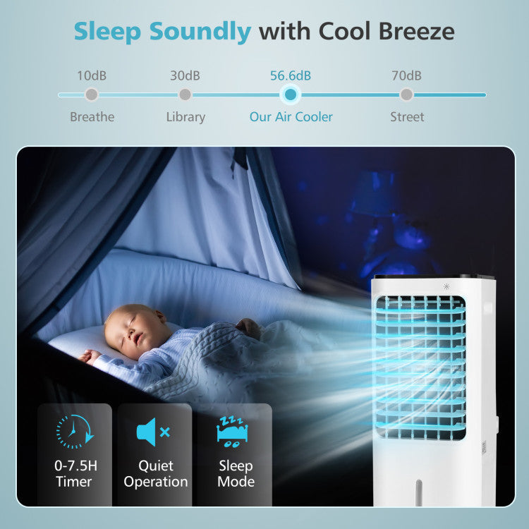 4-in-1 Evaporative Air Cooler with 12L Water Tank and 4 Ice Boxes - 5