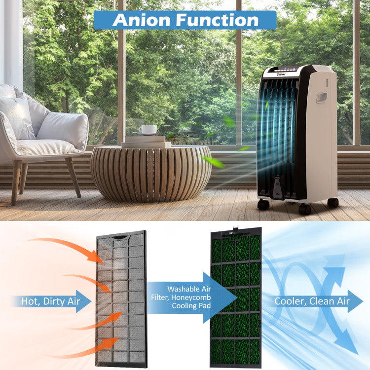 Portable Evaporative Air Cooler with 3 Wind Modes and Timer for Home Office - 9