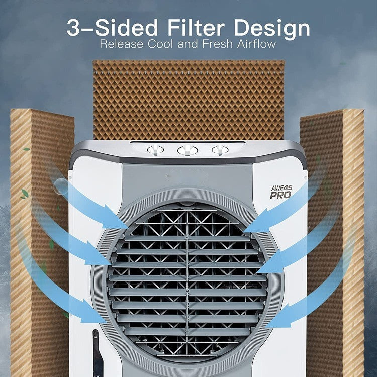 4-in-1 Industrial Evaporative Air Cooler Fan with 12 Gallon Tank and Wheels - 8