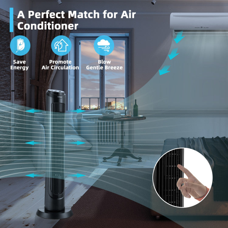 40 Inch Tower Fan with Remote 75 Degree Oscillating Fan with 3 Wind Modes and 4 Wind Speeds - 8