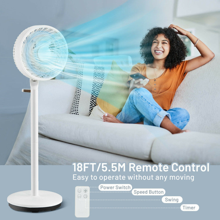 9 Inch Portable Oscillating Pedestal Floor Fan with Adjustable Heights and Speeds - 8