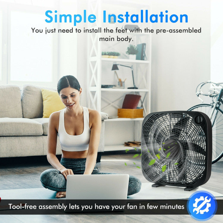 20 Inch Box Portable Floor Fan with 3 Speed Settings and Knob Control - 7