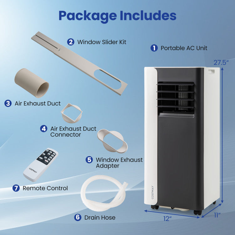 8000/10000 BTU 3 in 1 Portable Air Conditioner with Fan and Dehumidifier - 3
