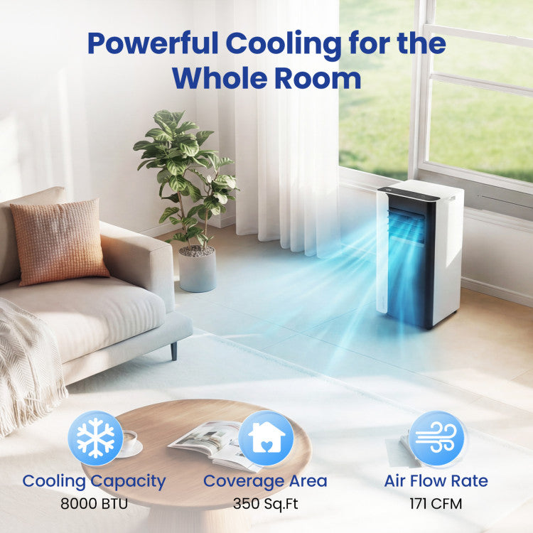 8000/10000 BTU 3 in 1 Portable Air Conditioner with Fan and Dehumidifier - 6