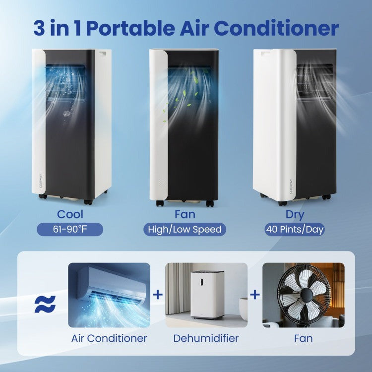 8000/10000 BTU 3 in 1 Portable Air Conditioner with Fan and Dehumidifier - 7