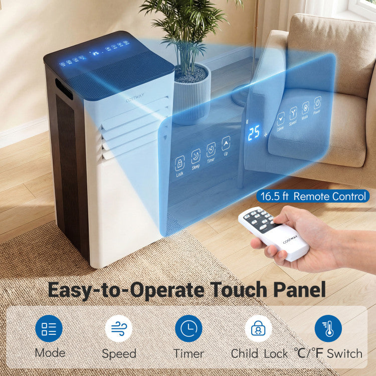 8000/10000 BTU Portable Air Conditioner with Fan and Dehumidifier and LED Display - 4