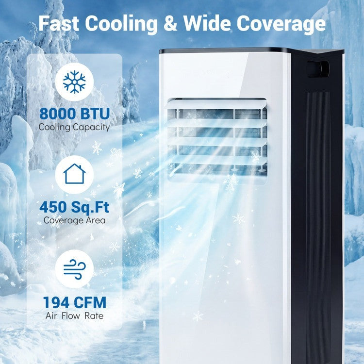 8000/10000 BTU Portable Air Conditioner with Fan and Dehumidifier and LED Display - 5