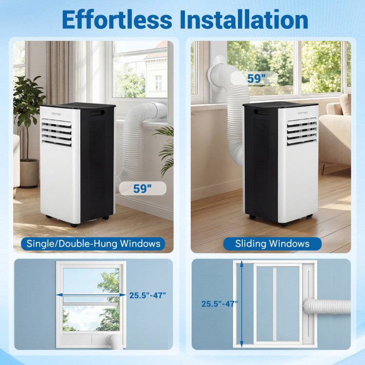 8000/10000 BTU Portable Air Conditioner with Fan and Dehumidifier and LED Display - 8