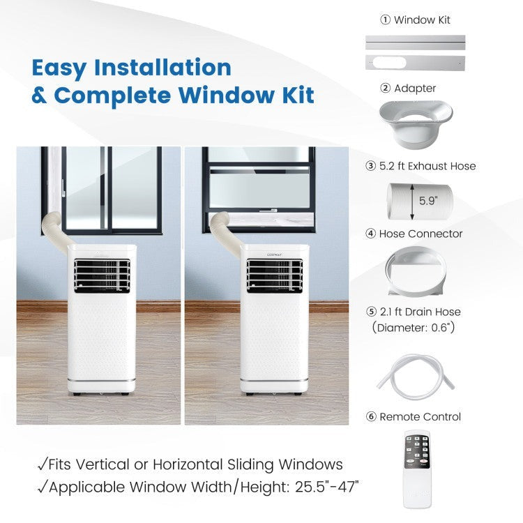 8000/10000 BTU(Ashrae) Portable Air Conditioner with Dehumidifier - 6