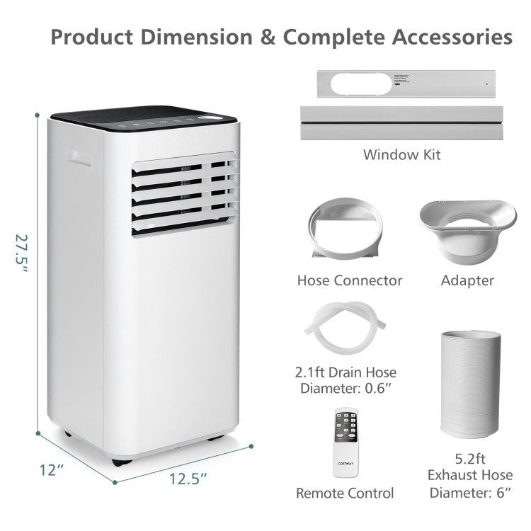 8000 BTU(Ashrae) Portable Air Conditioner with Fan - 8