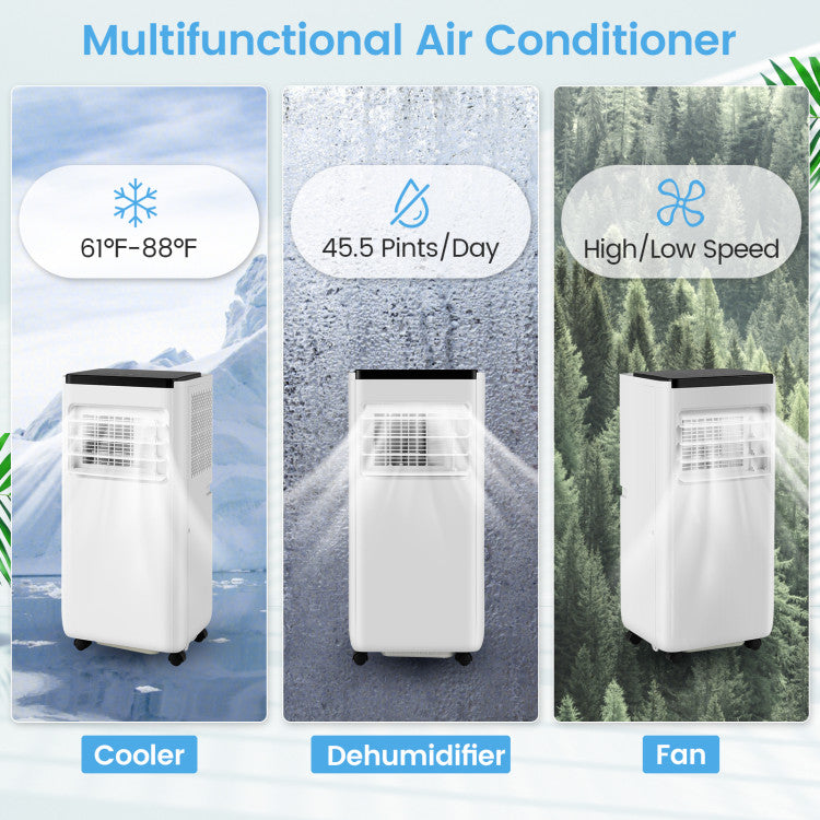 8000/10000 BTU Portable Air Conditioner with Remote Control Cools up to 250/350 Sq.Ft - 3