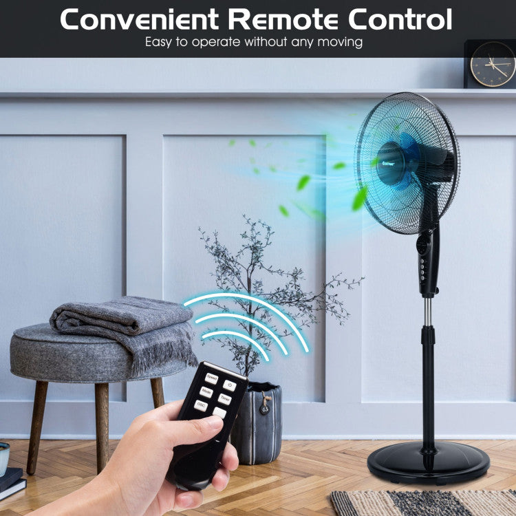 16 Inches Adjustable Height Fan with Quiet Oscillating Stand for Home and Office - 11