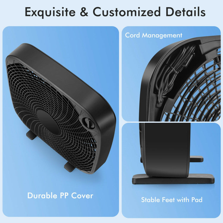 20 Inch Box Portable Floor Fan with 3 Speed Settings and Knob Control - 8