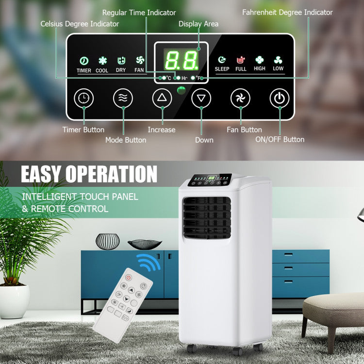 9000 BTU Portable Air Conditioner with Built-in Dehumidifier and Remote Control - 7