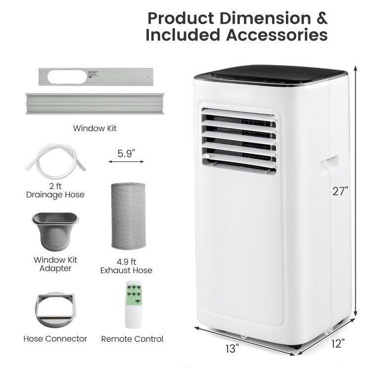 9000 BTU(Ashrae) Air Conditioner with Dehumidifier and 24H Timer - 7
