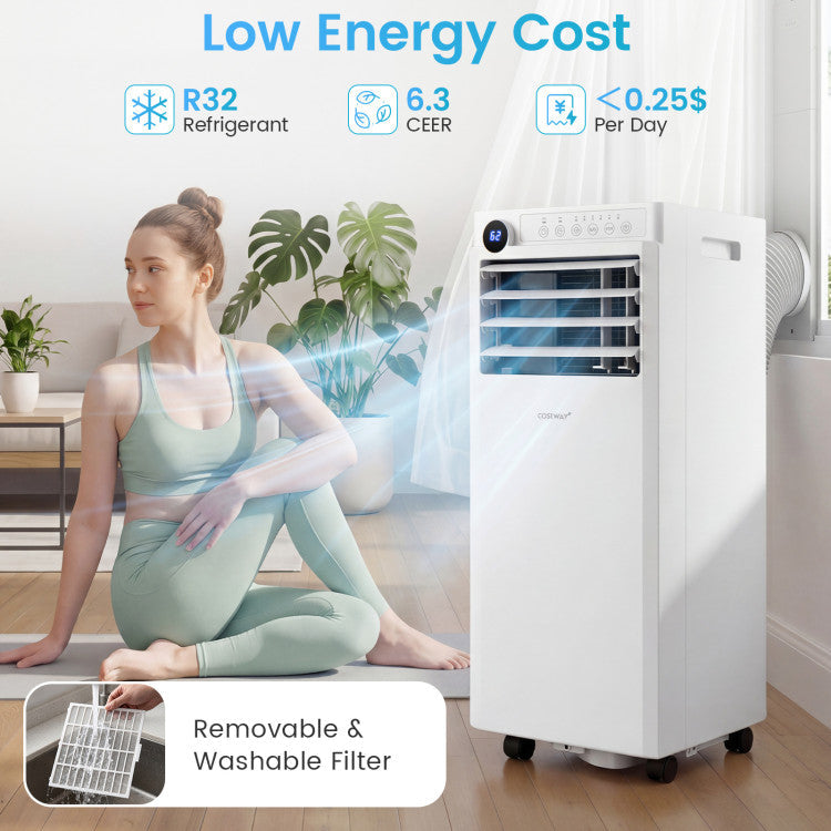9000 BTU Portable Air Conditioner with Dehumidifier and 24H Timer - 7