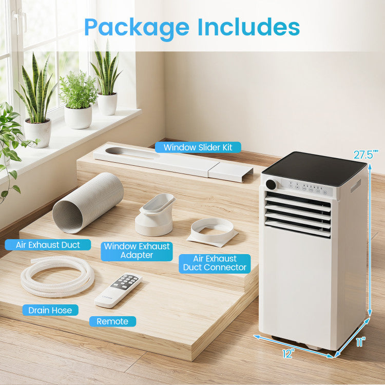 9000 BTU Portable Air Conditioner with Dehumidifier and 24H Timer - 8
