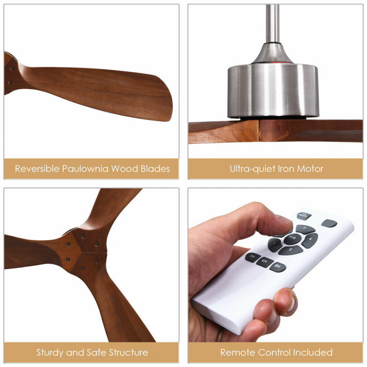 52 Inch Modern Ceiling Fan No Light with Remote Control - 9