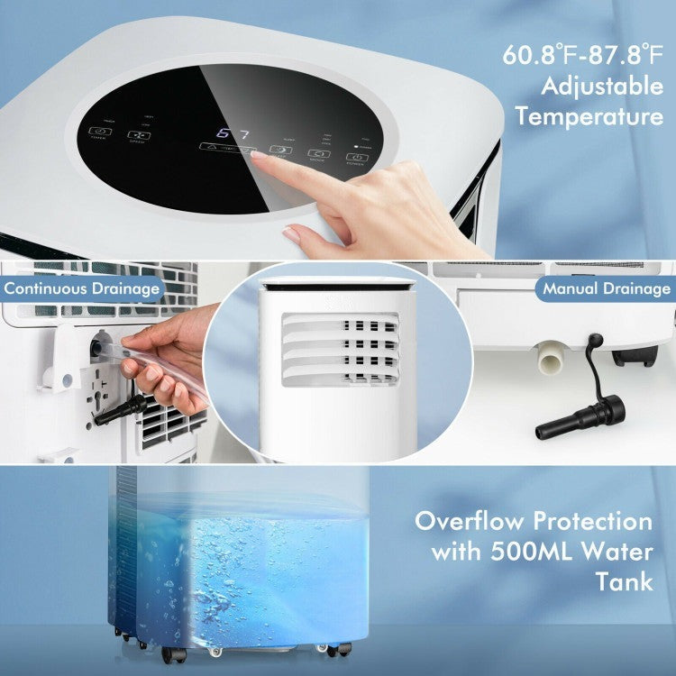 9000 BTU(Ashrae) Portable Air Conditioner with Fan and Dehumidifier - 9