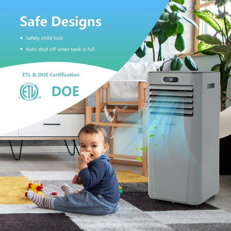 8000 BTU(Ashrae) 3-in-1 Portable Air Conditioner with Remote Control - 9
