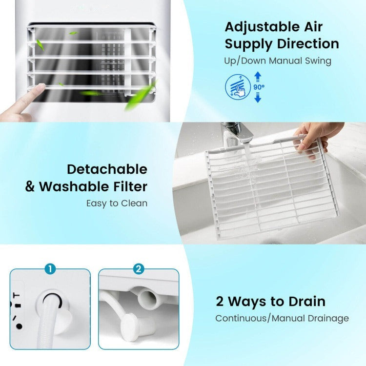 8000 BTU(Ashrae) Portable Air Conditioner Cools 250 Sq.Ft with Timer - 10