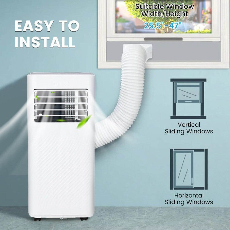8000 BTU(Ashrae) Portable Air Conditioner Cools 250 Sq.Ft with Timer - 9
