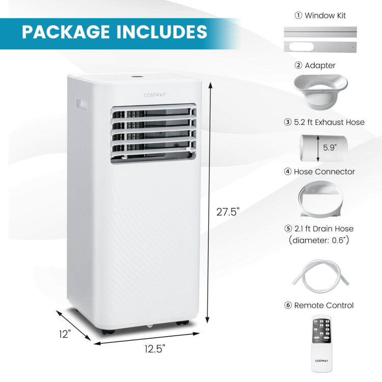 8000 BTU(Ashrae) Portable Air Conditioner Cools 250 Sq.Ft with Timer - 11