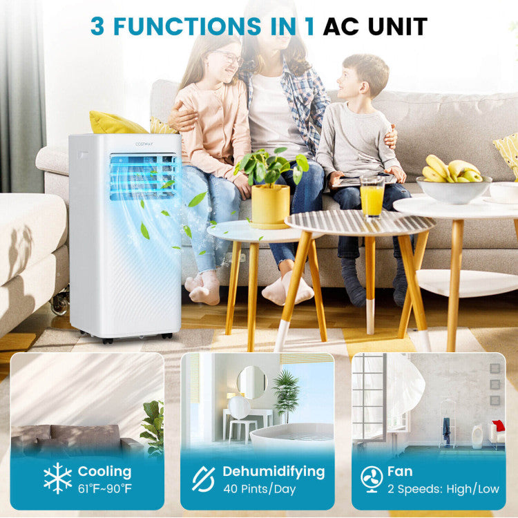 8000 BTU(Ashrae) Portable Air Conditioner Cools 250 Sq.Ft with Timer - 5
