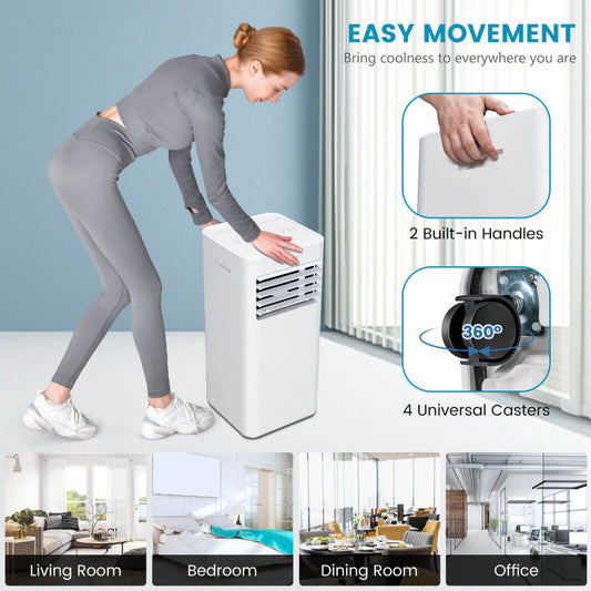8000 BTU Portable Air Conditioner Cools 250 Sq.Ft with Timer