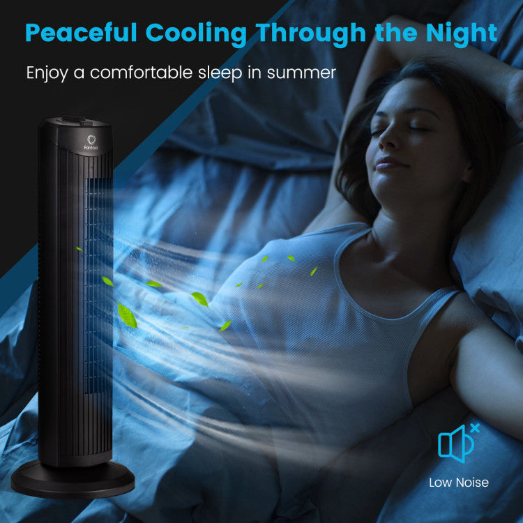 35W 28 Inch Quiet Bladeless Oscillating Tower Fan - 9
