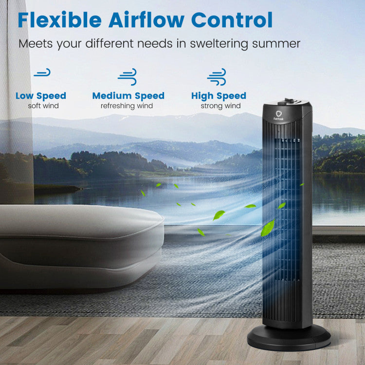 35W 28 Inch Quiet Bladeless Oscillating Tower Fan - 5