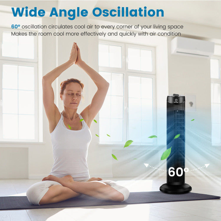 35W 28 Inch Quiet Bladeless Oscillating Tower Fan - 6