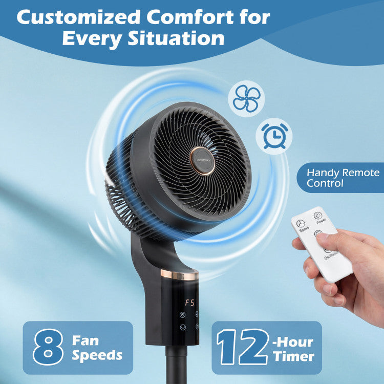 Compact Oscillating Standing Fan with 70 Oscillation and 90 Tilt for Home Office - 3