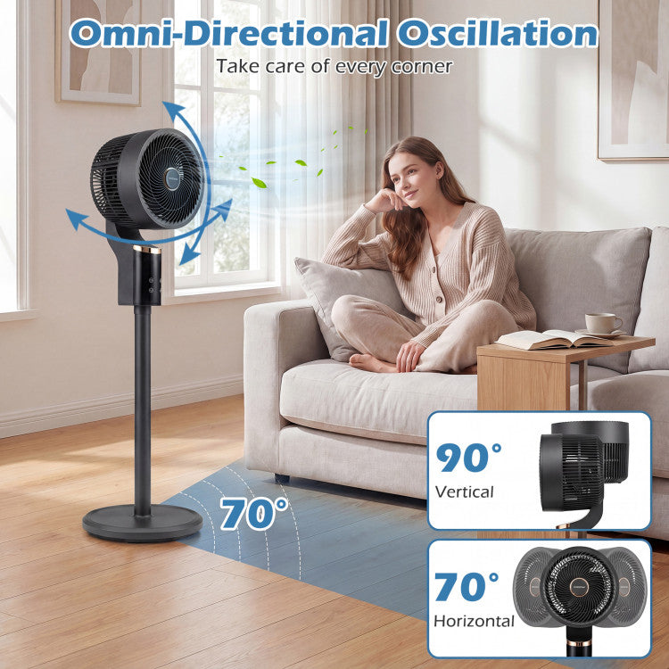 Compact Oscillating Standing Fan with 70 Oscillation and 90 Tilt for Home Office - 5