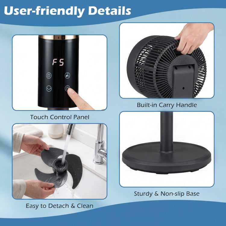Compact Oscillating Standing Fan with 70 Oscillation and 90 Tilt for Home Office - 9